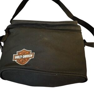 Harley-Davidson Black Fabric Zip Men's Bag Travel Carry All Tote EUC Adj Strap
